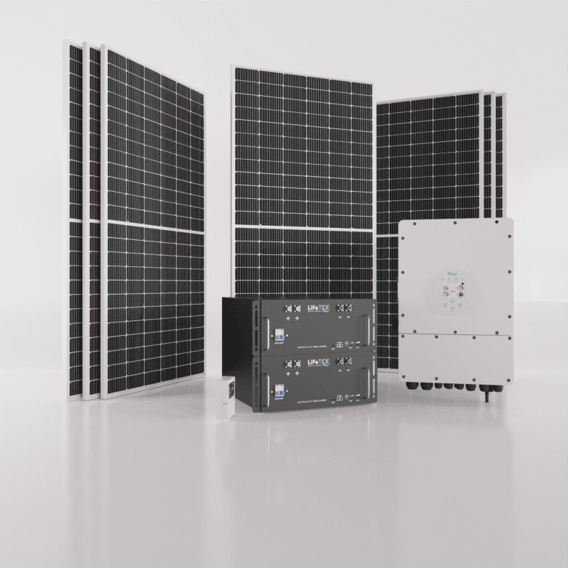 Deye 12kW Solar System. 2x 5120Wh Lithium Phospahte Batteries For Solar. LiFePO4. Deye Hybrid Inverter. 7x 460W BiFacial JA Solar Panels. Hybrid Solar System for Sale South Africa.