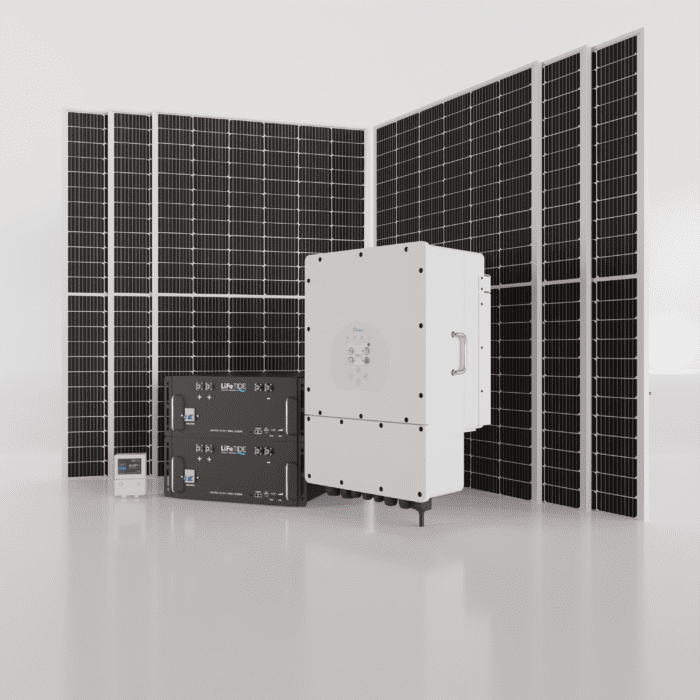 12kW Deye Solar System. 2x 5120Wh Lithium Batteries for Solar LiFePO4. Deye Hybrid Inverter. 6x 565W BiFacial JA Solar Panels. Hybrid Solar System for Sale South Africa.
