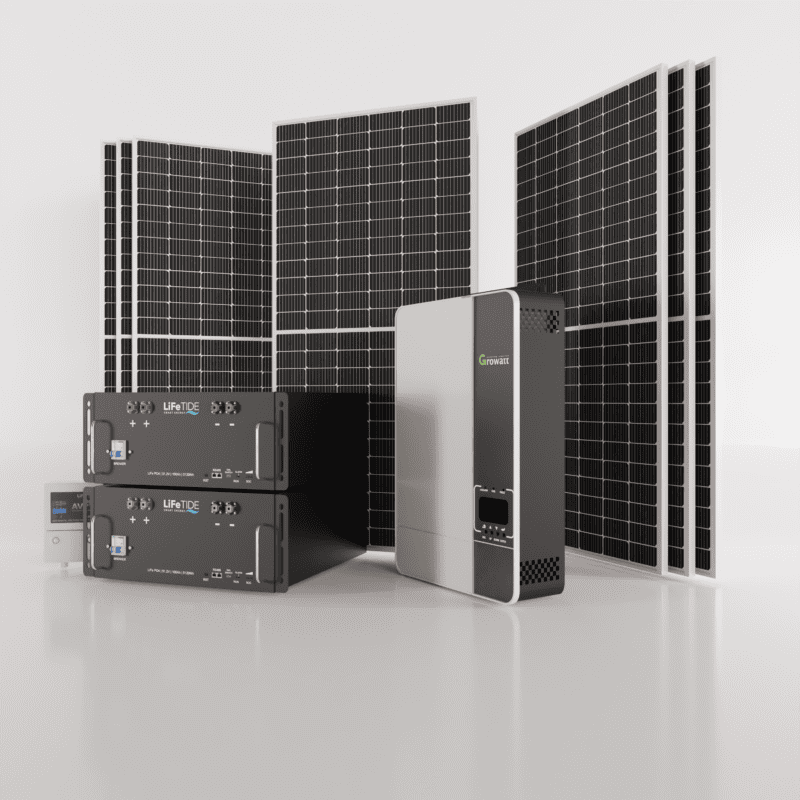 5kW Growatt Solar System. 2x 5120Wh LiFePO4 Batteries for Solar. Growatt SPF 5000 ES Inverter. 7x 460W JA Solar Panels. Solar System for Sale South Africa.