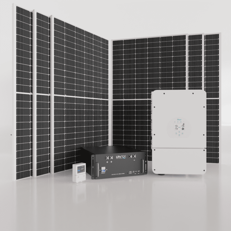 8kW Deye Solar System. 2x 5120Wh Lithium Phosphate Batteries for Solar LiFePO4. Deye Hybrid Inverter. 6x 565W BiFacial JA Solar Panels. Hybrid Solar System for Sale South Africa.