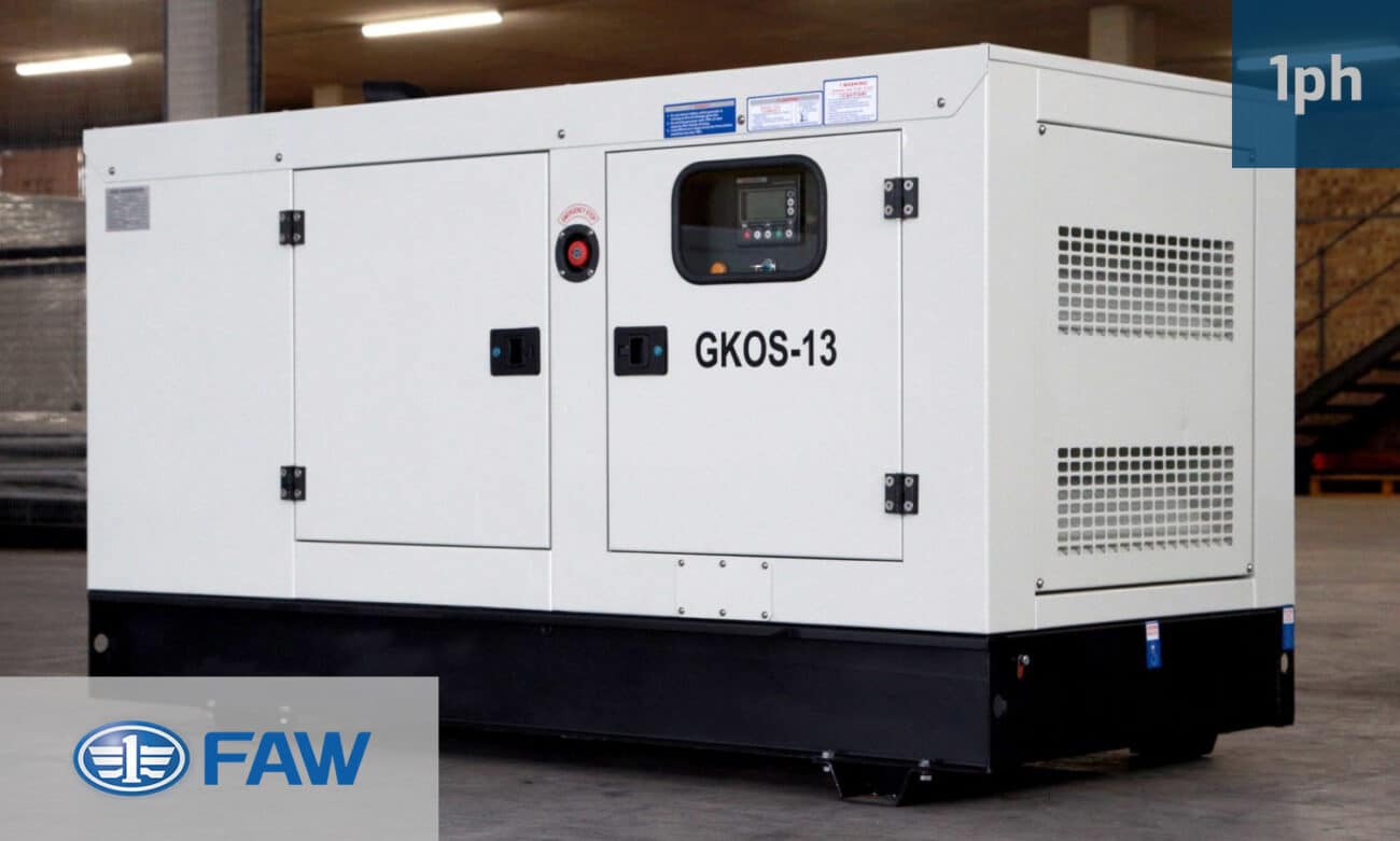 12kVa FAW Diesel Generator for Sale in South Africa. FAW Generator Prices. GKOS-13. Silent Generator. Single Phase